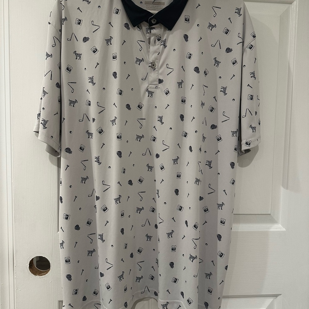 Swannies Tiger Woods Goat Golf Patterned Polo Shirt